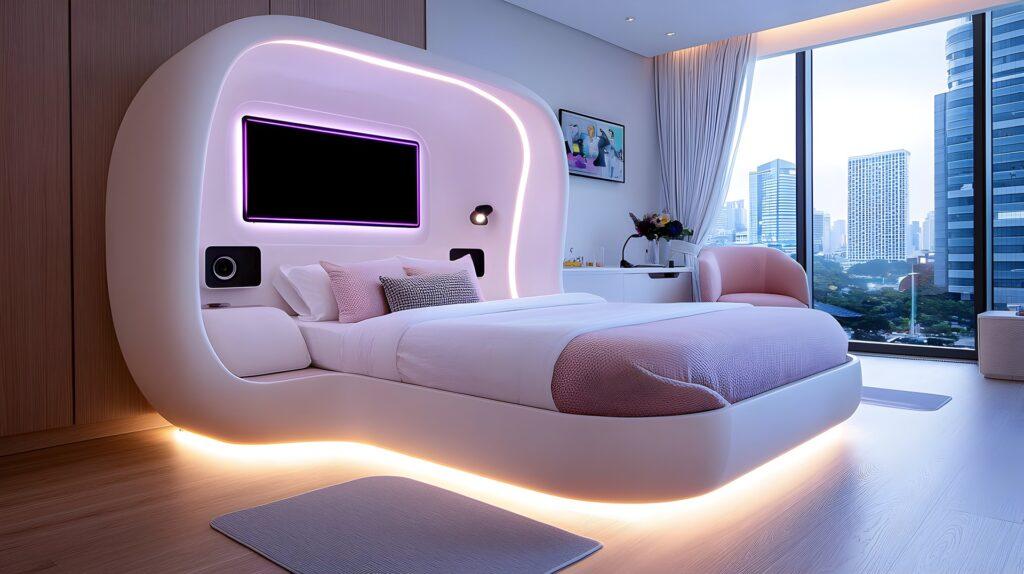 Futuristisches Schlafzimmer mit LED-Beleuchtung | Enthärtungsanlage